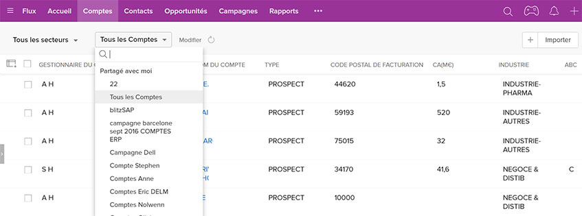 Listes CRM