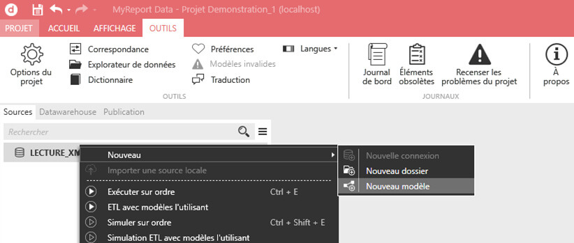 Comment intégrer un fichier XML dans MyReport Data ?