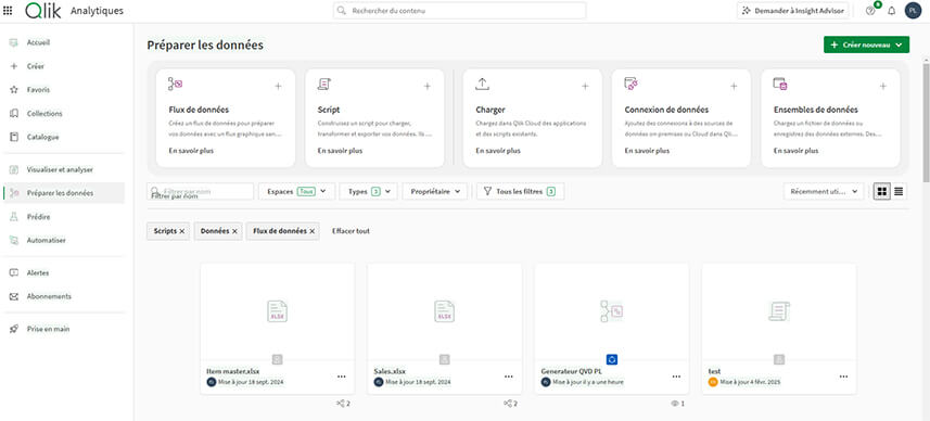 Qlik Cloud Analytics - Préparation de données pour Qlik Sense