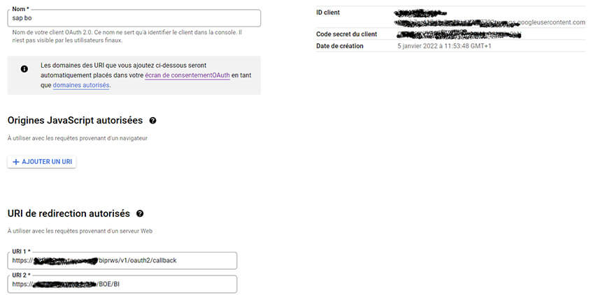 Utiliser Google comme fournisseur d’identité avec SAP BI 4.3 SP02