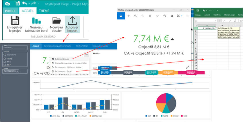 Les imports de rapports dans MyReport BE Builder dans Page / Center