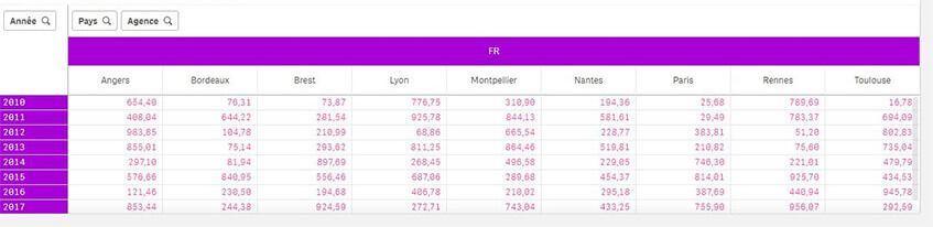 Qlik Customisation tableaux croisés dynamiques