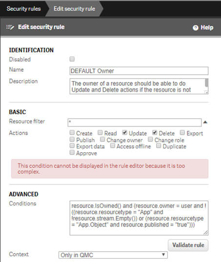 Security Rules Qlik Sense