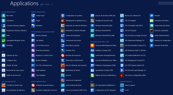 SAS sélection des applications
